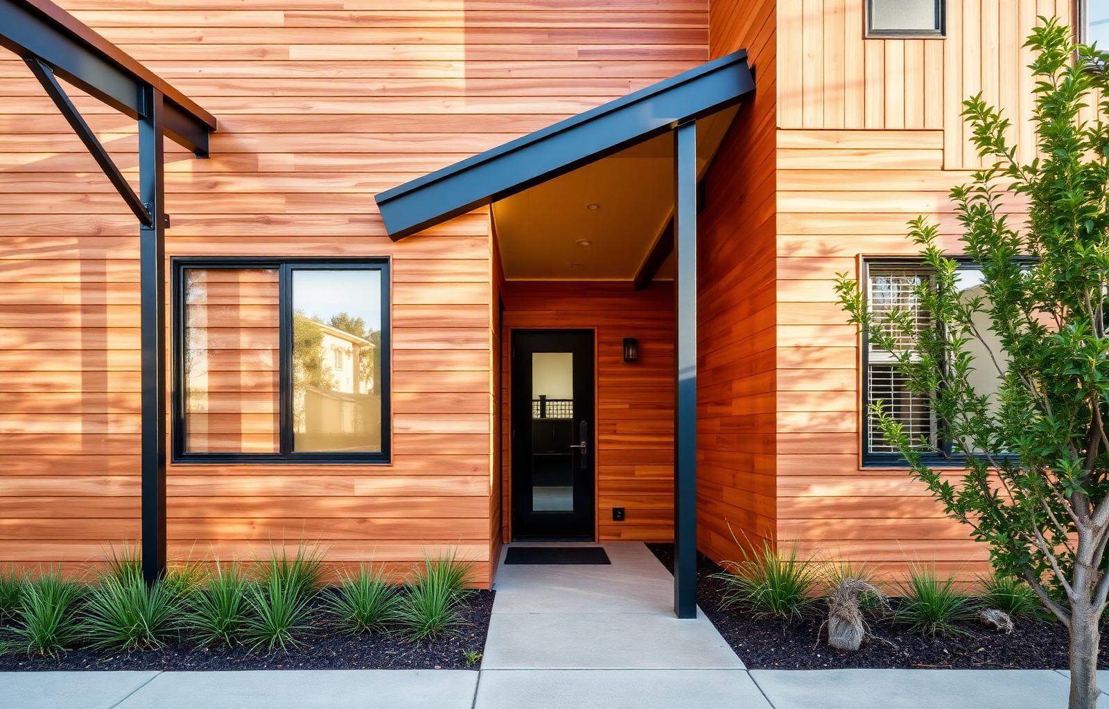 Architectural detail of a contemporary townhouse entry